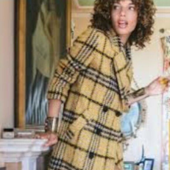 TOPSHOP Wool Blend Double Breasted Long Coat - Picture 1 of 16